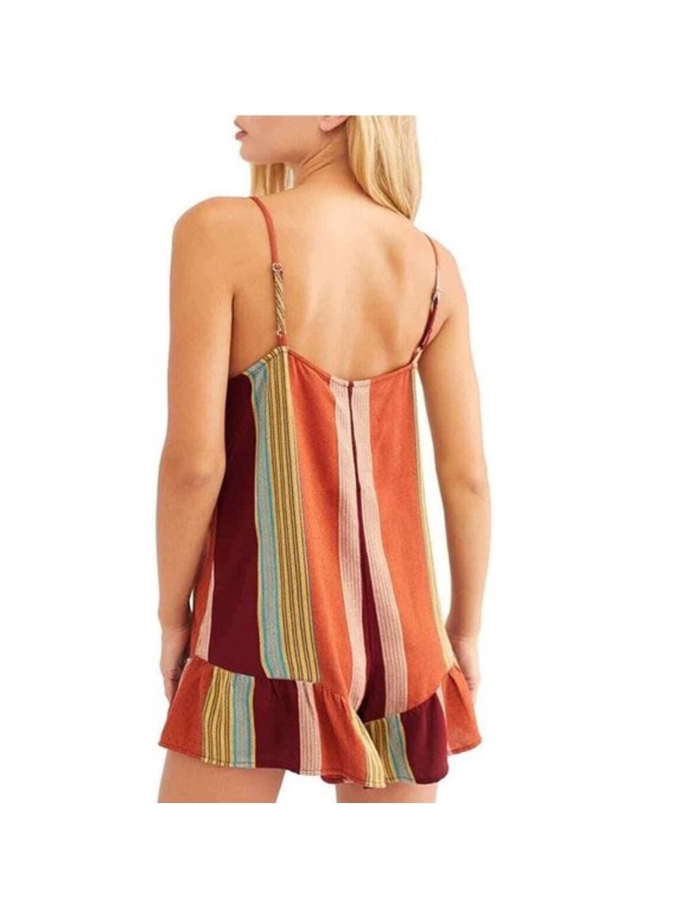Free People Women's Striped Button Down Romper - Picture 2 of 7